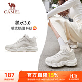 骆驼（CAMEL）加绒女鞋高帮休闲父亲秋冬保暖棉鞋 K23C36L3030 深米 35