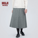 无印良品（MUJI）女式 弹力起毛 宽摆裙 休闲中长款A字半身裙子女款秋季 BE1P4C3A 灰色 M (160/66A)