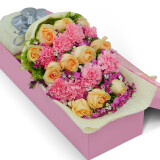 来一客鲜花速递百合鲜花送妈妈长辈生日礼物祝福全国同城花店送花 19朵香槟粉色康乃馨礼盒