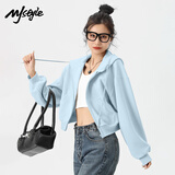 MJ STYLE插肩袖短款开衫外套女2025年秋季宽松休闲百搭运动风学生长袖上衣