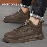 意尔康男鞋休闲皮鞋男秋冬英伦百搭高帮板鞋轻便软底系带鞋子男
