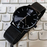 卡西欧（CASIO）手表日韩简约风时尚休闲防水非机械男表简约罗马刻度全黑钢带腕表 全黑钢带男士手表 40mm