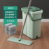 终结者拖把免手洗平板家用一拖净干湿两用拖布懒人地拖墩布 1桶1杆4拖布