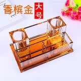 瑾声水晶无线话筒台式支架桌面话筒支架酒吧ktv专用话筒底座支架麦克风支架咪唑玻璃座 香槟金款大号240*140