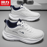 回力男鞋软底跑步运动鞋秋冬季新款男士休闲小白鞋子 白深蓝(皮面) 40