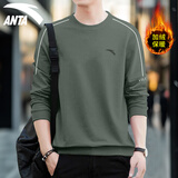 安踏卫衣男套头衫2025秋冬季加绒运动休闲装宽松长袖t恤男士上衣外套 7713-2暗宸绿【加绒款】 L (175) 适合120-140斤