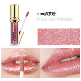 死亡芭比粉口红唇彩亮晶晶闪亮亮片唇釉玫紫色唇蜜珠光带 03奶茶粉