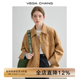 VEGA CHANG短外套女2025秋季新款复古麂皮绒夹克雅丹风宽松上衣 核桃棕 M