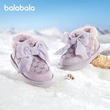 巴拉巴拉儿童雪地靴女童加厚加绒棉靴2025新冬靴子防滑蝴蝶结208425141013