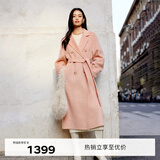 伊芙丽【镇店爆款】伊芙丽高智驼绒真丝气质高级双面羊毛大衣女冬季外套 粉色 M 115-135斤