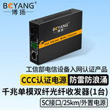 博扬（BOYANG）千兆双纤单模光纤收发器千兆 光电转换器 防雷SC接口 25公里外置电源一台光电收发器BY-WG611S