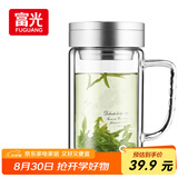 富光健牌双层玻璃杯支持团购定制茶杯办公杯带把 大容量男女水杯子