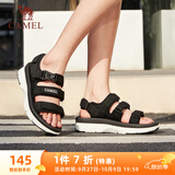 骆驼（CAMEL）魔术贴撞色沙滩凉鞋女运动休闲鞋子 K23M16L2002 黑色 38