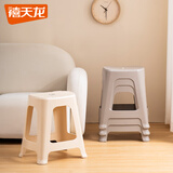 禧天龙塑料凳子家用加厚简约高凳耐用结实防滑凳餐桌凳80420棕