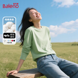 班尼路（Baleno）白色正肩长袖T恤女2026春秋季新款宽松纯棉打底衫女装内搭上衣服
