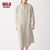 无印良品 MUJI 女式 法国亚麻水洗 立领连衣裙 BCL05C0S 原色 S