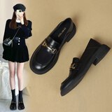 ZHR乐福鞋女复古一脚蹬学院制服小皮鞋女通勤舒适女鞋 AH352黑色38