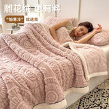 雅鹿 加厚毛毯珊瑚绒午睡毯冬季 小号塔芙绒毯办公室毛毯被小毯子单人 花朵-粉玉LJX 150x200cm单人毯【柔软舒适】
