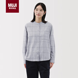 MUJI女式 法兰绒 立领衬衫  浅灰色格纹 S