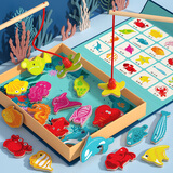 福孩儿双面磁性钓鱼玩具婴幼儿童益智玩具男女孩早教3-5岁宝宝生日礼物