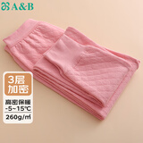 AB冬季本命年男女高密款保暖裤三层夹棉中厚保暖裤  妃红 XXXXL