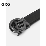GXG皮带真皮男士裤腰带纯牛皮青年年轻人商务皮带 黑色 110cm