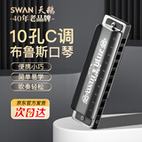 天鹅（SWAN）SWAN 10孔布鲁斯爱尔兰口琴专业演奏黑色10孔C调
