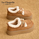 拉夏贝尔（La Chapelle）女鞋冬季新款棉鞋加绒面包鞋厚底增高保暖勃肯鞋子女E12 焦糖 36