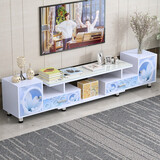 众创造新钢化玻璃电视柜组合客厅烤漆伸缩电视机柜现代简约小户型地柜茶桌 白【白门兰白荷i1.8-2.4】新