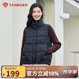 坦博尔羽绒服马甲女立领宽松外搭短款羽绒背心外套TD236006 黑色 165
