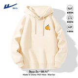 回力（Warrior）秋冬卫衣男女同款宽松重磅连帽外套情侣潮流运动套头衫 浅米  L 