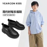 意尔康儿童皮鞋开学必备男童皮鞋黑色套脚学生皮鞋牛皮男孩表演鞋黑色30