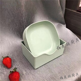 帕美顿欧式家用塑料加深吐骨碟垃圾盘桌面小盘子骨头碟方形耐摔零食盘碟 加深绿色方碟10个装【带绿色底座】 14.3cm