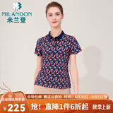 米兰登（MILANDON）夏季新款中老年女装妈妈装双丝光印花纯棉短袖t恤女薄款1M2T1138 1M2T1138兰色花 2XL