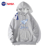 NASA GISS官方潮牌联名美式复古连帽卫衣男秋季ins长袖套头上衣 花灰 2XL 