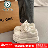 啄木鸟爆款厚底松糕小白鞋女增高小众板鞋2026超火新款春夏季休闲运动鞋 米白色 37 (235mm)