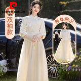 皮尔卡丹（pierre cardin）新中式伴娘服春秋冬款2026新款超仙姐妹团伴娘服长袖两件套礼服 中国结-香槟色-A款双袖 M 90-100斤