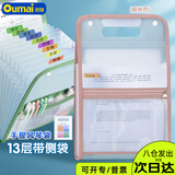 欧唛（oumai）【开学必备】 13格A4透明袋试卷收纳袋科目袋多层文件夹文件袋 横版手提风琴包