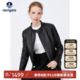Navigare 意大利小帆船女士真皮皮衣秋冬款小立领羊皮机车服X2236700091 黑色 S 