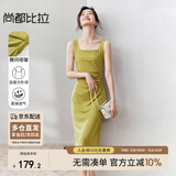 尚都比拉法式高级感连衣裙女秋季赫本风长款气质A字裙抽褶收腰显瘦背带裙