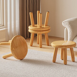 喻品实木凳子家用简约矮凳小板凳圆凳客厅沙发脚踏凳换鞋HK5238原木色