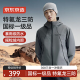 京东京造 穿山甲300冲锋衣男女防污防水三合一两件套冲锋衣男 岩石灰L