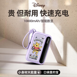 极电堂迪士尼充电宝自带线10000毫安可上飞机PD超级快充小巧便携移动电源可爱送女友礼物适用苹果华为 顶配【紫色熊】提速5倍|限定