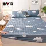 雅鹿床笠单件床罩1.8x2米加厚席梦思夹棉床单床垫套防尘罩防滑保护套 烟云【加厚夹棉四季款】 180*200cm三件套【床笠+枕套*2】