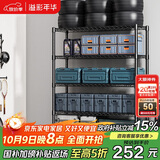 溢彩年华 置物架落地多层仓储货架层架家用阳台储物架厨房收纳架子2805BK