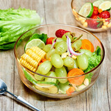 莫依冉纳钢化玻璃碗微波炉汤碗水果沙拉碗杰之蓝家用饭碗打蛋碗餐具  琥珀色大碗（18cm）