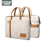 ACE COAT手提电脑包适用苹果联想华为华硕笔记本商务男女公文包会议包通勤 杏灰色 16英寸