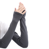 珍碧斯保暖袖套女男秋冬季长款手臂套加厚加绒高弹空调房防寒护胳膊手套 藏灰色（直筒款）