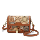 小熊依恋高颜值单肩斜跨包女包布艺宽肩带迷你小方包情人节礼物