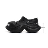 Ouder开口笑洞洞鞋 夏季男女鞋厚底增高沙滩鞋星光黑大头鞋凉拖鞋 星光黑+蝴蝶结配饰 35 女码